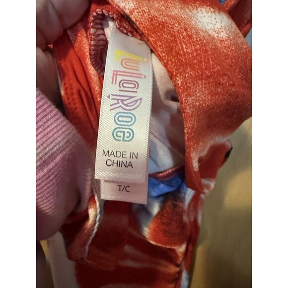 Lularoe TC2 Red White Blue Tie Dye Leggings NWOT Yoga Waist USA Patriotic - Picture 3 of 3